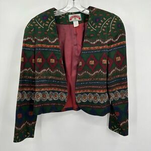 Womens Southwest Jacket Size M Tribal Geometric Boho Artisan Statement Vintage